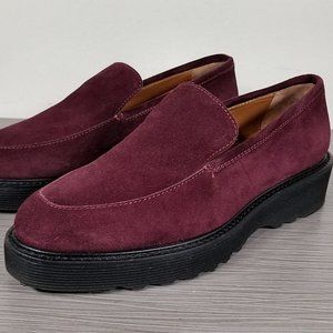 Aquatalia Kelsey Weatherproof Loafer, Oxblood Suede, Womens Size 6